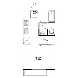 アールシェラトン木村 1Kの間取図画像