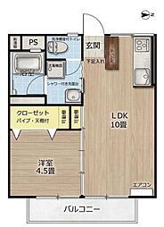 アズミハイツ 1LDKの間取図画像