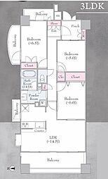 クィーンシティ平塚フェスタロード 3LDKの間取図画像