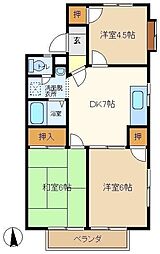 サンハイツ関根Ａ 2階3DKの間取り