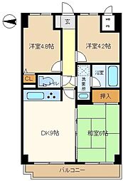 ライオンズマンション武里 3DKの間取図画像