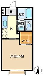 リヴィエール1 1Kの間取図画像