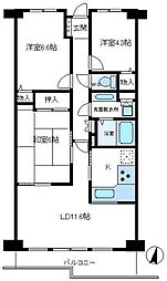 シティプラザせんげん台弐番館 3LDKの間取図画像