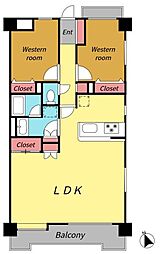 ホーユウパレス水戸千波町 2LDKの間取図画像
