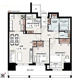 ウインズタウン稲毛海岸壱番館 2SLDKの間取り