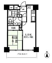 朝日広尾マンション 8階1LDKの間取り