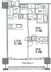 ブリリアザ・タワー東京八重洲アベニュー 2SLDKの間取図画像