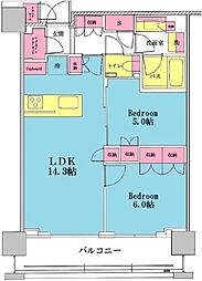 ブリリアザ・タワー東京八重洲アベニュー 2SLDKの間取図画像