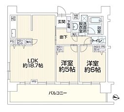 クリオ川崎鋼管通 2LDKの間取図画像