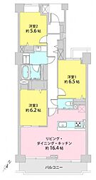 ダイアパレスグランデージ大倉山 3LDKの間取図画像