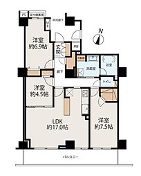 グラン・エステ川崎ツインタワー弐番館 3LDKの間取図画像