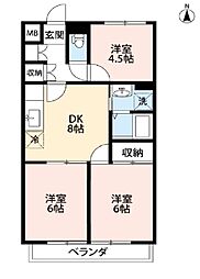 サンライズオオサワ第1 3DKの間取図画像