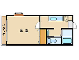 シャルマン 1Kの間取図画像