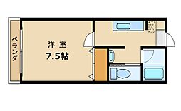 シャルマン 1Kの間取図画像