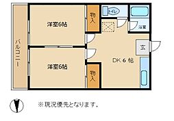 越谷ハイツ 2DKの間取図画像