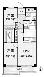 サンマンション丸太町 2LDKの間取図画像