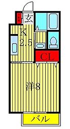 フィオーレ千城台 1Kの間取図画像