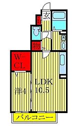 ロジュマンミヤカイドウC棟 1LDKの間取図画像
