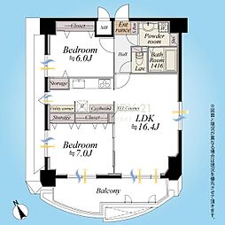 パレ・ソレイユ西新宿 2LDKの間取図画像
