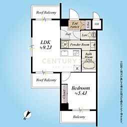 グランド・ガーラ渋谷松濤 1LDKの間取り