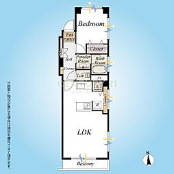 学芸大スカイマンション 1LDKの間取図画像