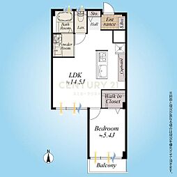 マンション下目黒苑 1LDKの間取図画像