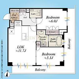 ピアースコード二子玉川 2LDKの間取図画像