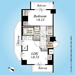デュオステージ祖師ヶ谷大蔵 1LDKの間取図画像