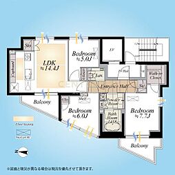 ロイヤルシーズン五反田プレミオ 3LDKの間取図画像