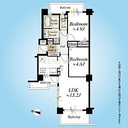 エクストール世田谷千歳 2LDKの間取図画像