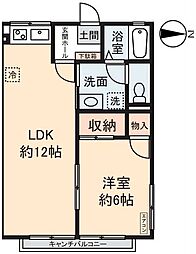 シティハイムプラム 1LDKの間取図画像