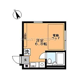 コーポK ワンルームの間取図画像