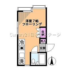 ベルブルージュ ワンルームの間取図画像