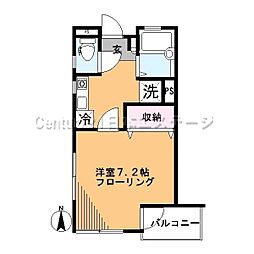 モワソン 1Kの間取図画像