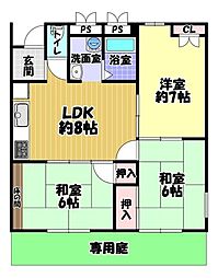 ヴィラ千代田 3LDKの間取図画像