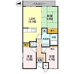 サンコート千代田 3LDKの間取図画像