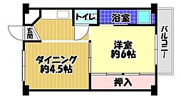 ビレッジハウス木戸5号棟 1DKの間取図画像
