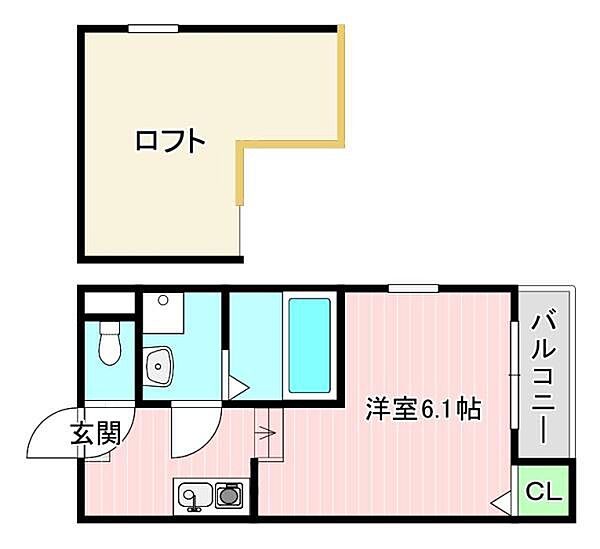 ローズマリーヒルズ淀新町 205｜京都府京都市伏見区淀新町(賃貸アパート1R・2階・20.07㎡)の写真 その2