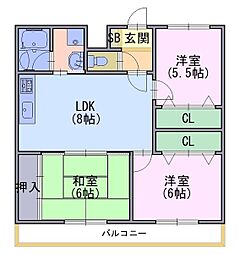 MOグロリーエイト 3DKの間取図画像