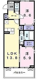 プレッソ・ロート4 2LDKの間取図画像