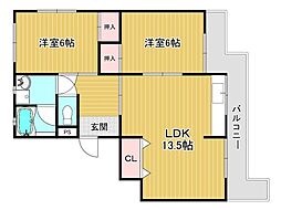 パークテラス明和台 2LDKの間取図画像