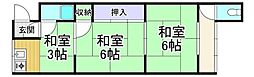 北谷荘 2Kの間取図画像