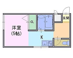 ウエストロードハイツ坂本 1Kの間取図画像