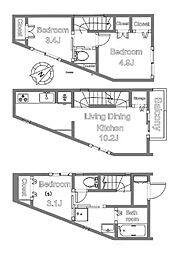 南区八幡町 2SLDKの間取り