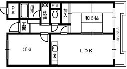 高師浜シーサイドマンション2 2LDKの間取図画像