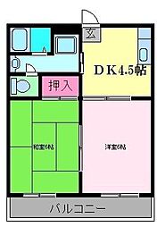 第2綾園マンション 2DKの間取図画像