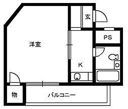 ロイヤル鳳壱番館 ワンルームの間取図画像