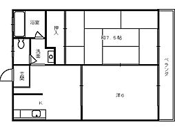 宮崎ビル 2DKの間取図画像