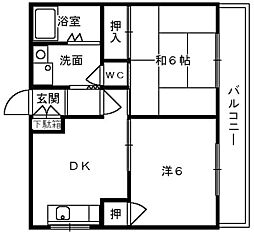 ネオハイツ元町 2DKの間取図画像