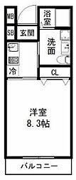 サンビレッジ府中 1Kの間取図画像